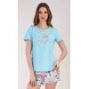 Dámské pyžamo šortky Ellie - světle tyrkysová