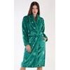 Dámský župan dlouhý se šálovým límcem Vločky - zelená