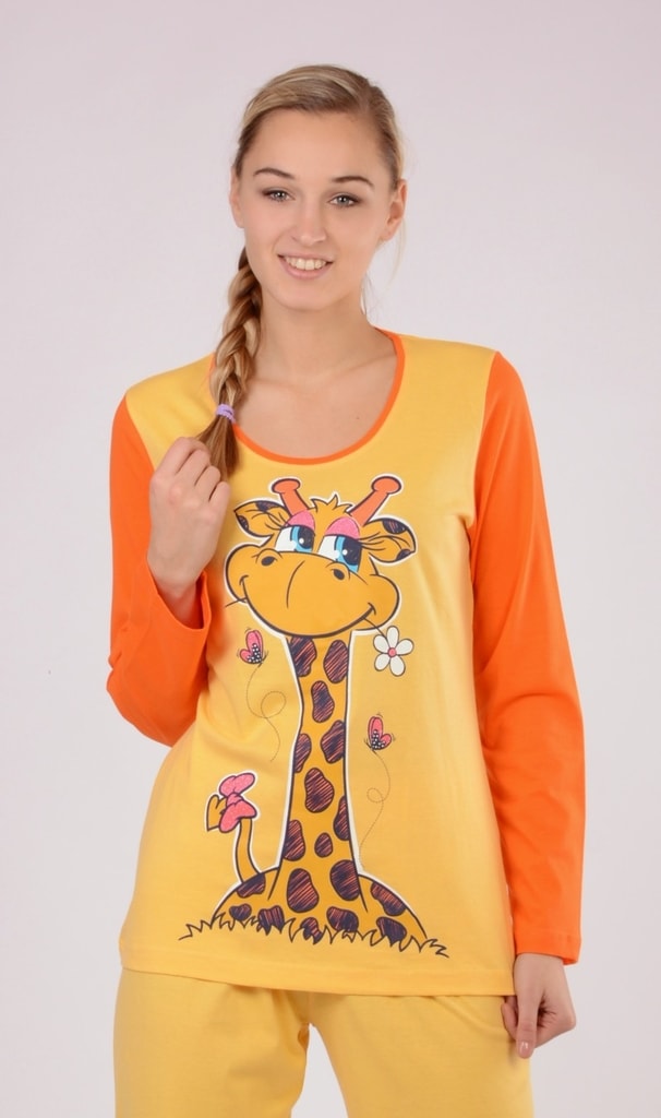 Dámské pyžamo dlouhé Velká žirafa - žlutá | Vienetta | dlouhá pyžama |  Dámská pyžama, Dámské | Perfektní Prádlo.cz | Pohodlné noční prádlo, župany  a spodní prádlo pro Váš perfektní den!