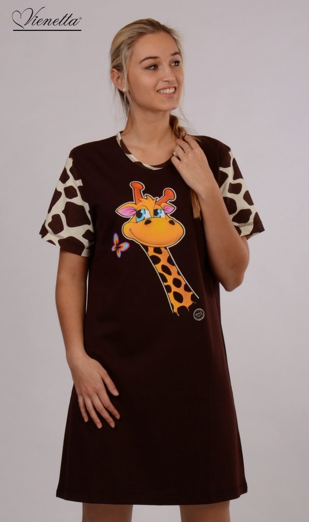 Dámská noční košile s krátkým rukávem VIENETTA SECRET Žirafa Amélie - hnědá  | Vienetta Secret | noční košile krátký rukáv | Noční košilky, Dámské |  Perfektní Prádlo.cz | Pohodlné noční prádlo, župany