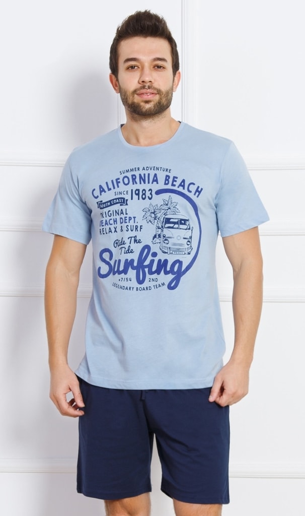 Pánské pyžamo šortky California beach - světle modrá | Gazzaz | pyžama s  krátkým rukávem | Pánská pyžama, Pánské | Perfektní Prádlo.cz | Pohodlné  noční prádlo, župany a spodní prádlo pro Váš perfektní den!