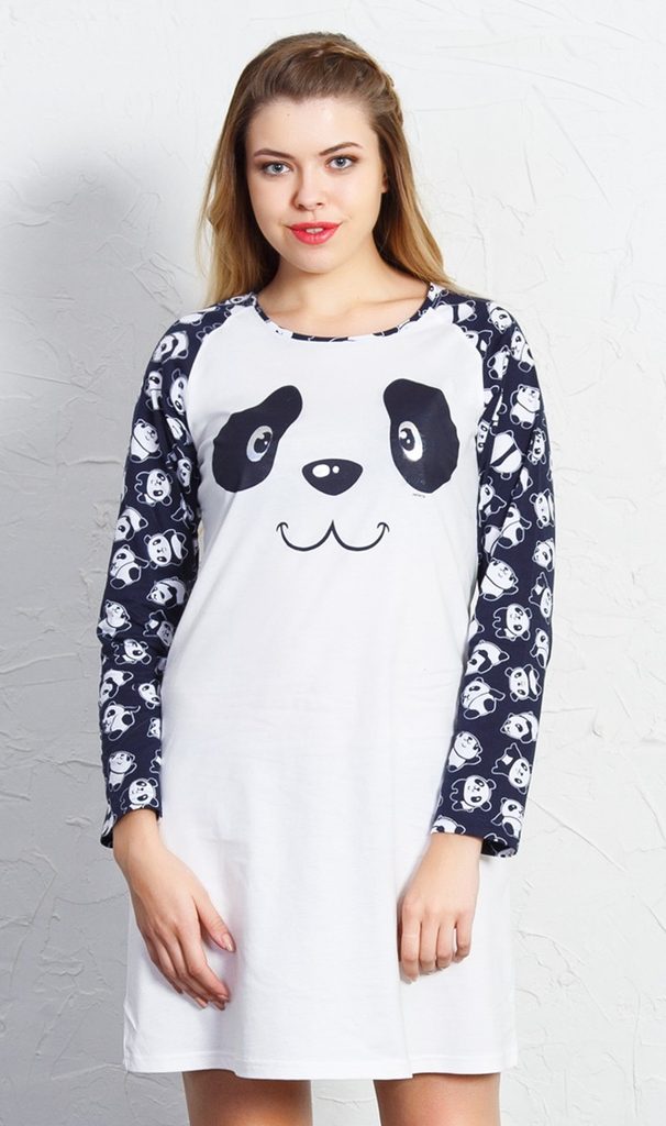 Dámská noční košile s dlouhým rukávem Panda Happy - bílá | Vienetta | nočné  košeľe dlhý rukáv | Nočné košieľky, Dámske | Perfektne-Pradlo.sk | ...pro  Váš perfektní pocit každý den