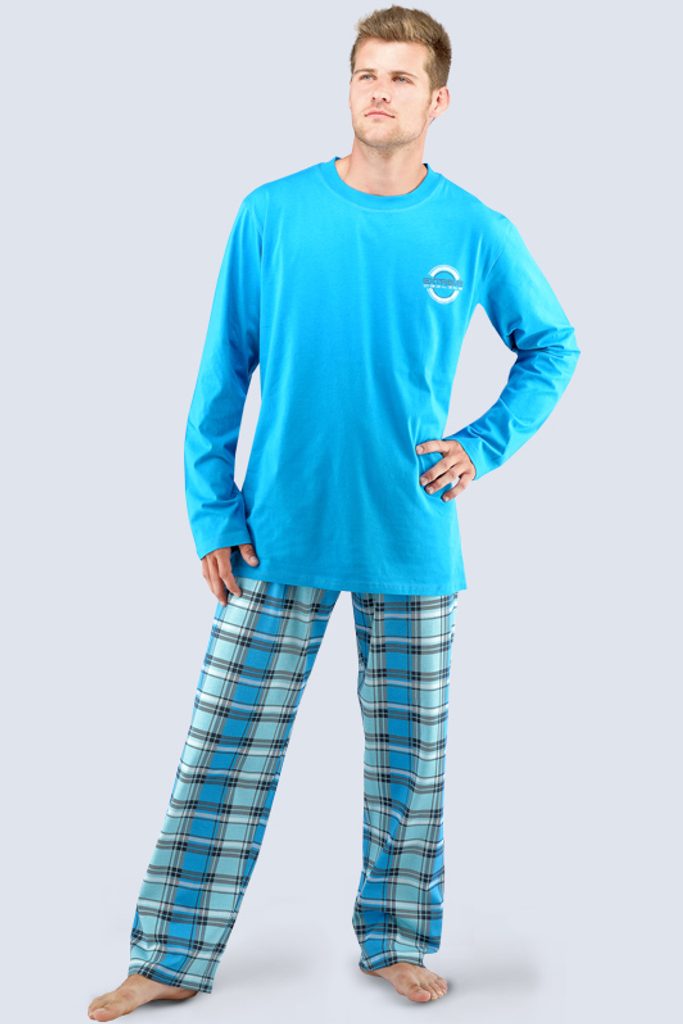 Pánské pyžamo dlouhé GINA 79029P modré | GINA | pyžama s dlouhým rukávem | Pánská  pyžama, Pánské | Perfektní Prádlo.cz | Pohodlné noční prádlo, župany a  spodní prádlo pro Váš perfektní den!