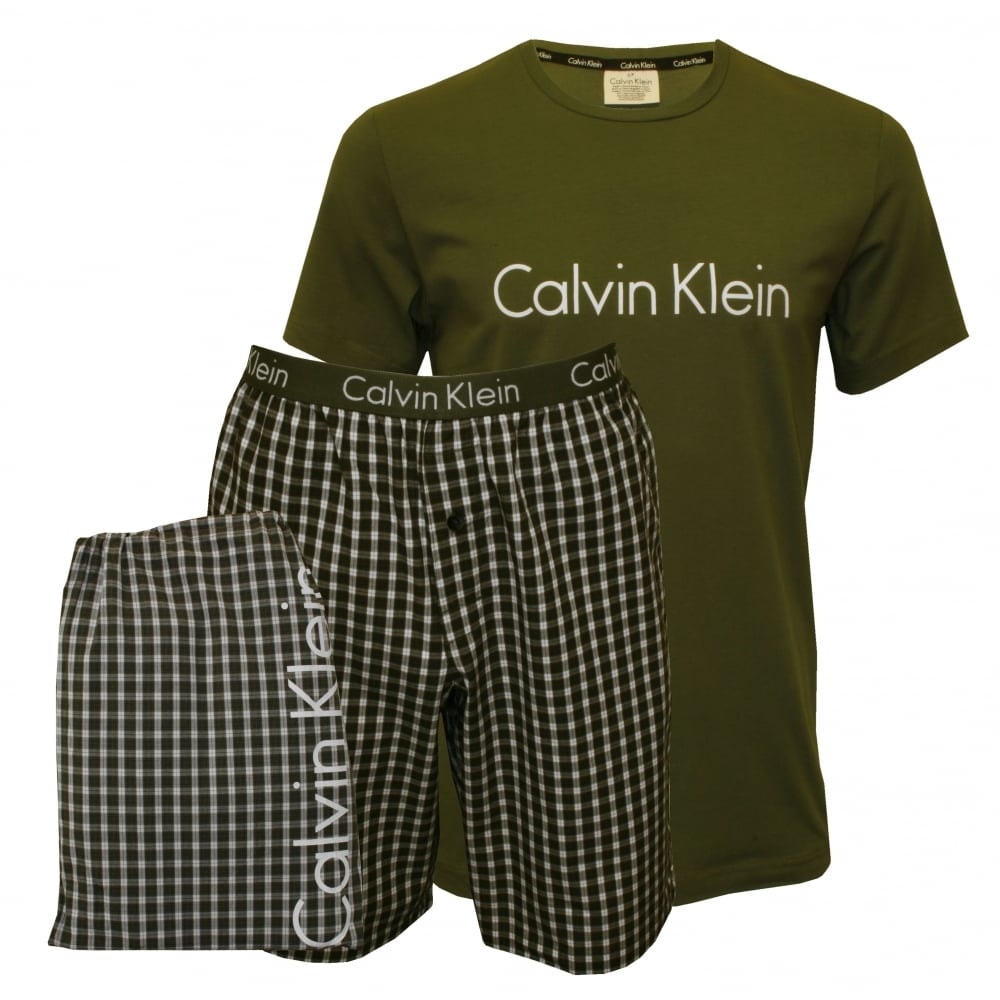 Pánské pyžamo CALVIN KLEIN NM1159E khaki | CALVIN KLEIN | pyžama s krátkým  rukávem | Pánská pyžama, Pánské | Perfektní Prádlo.cz | Pohodlné noční  prádlo, župany a spodní prádlo pro Váš perfektní den!