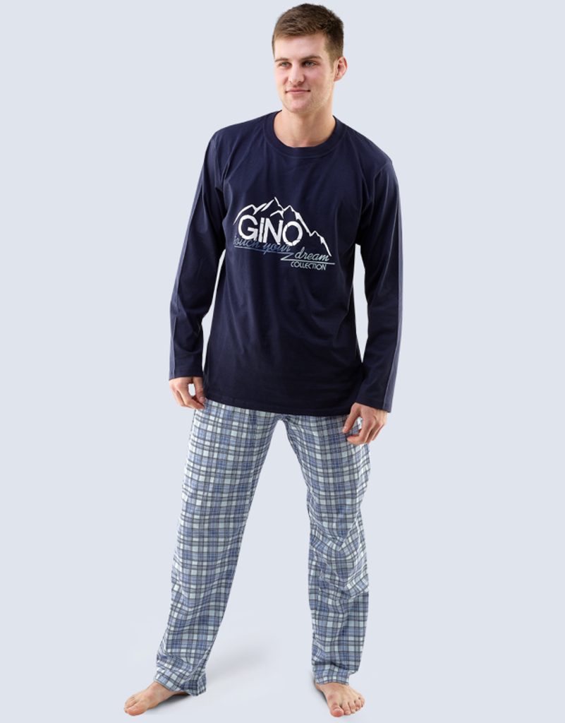 Pánské pyžamo dlouhé GINA 79025P tmavě modré | GINA | pyžama s dlouhým  rukávem | Pánská pyžama, Pánské | Perfektní Prádlo.cz | Pohodlné noční  prádlo, župany a spodní prádlo pro Váš perfektní den!