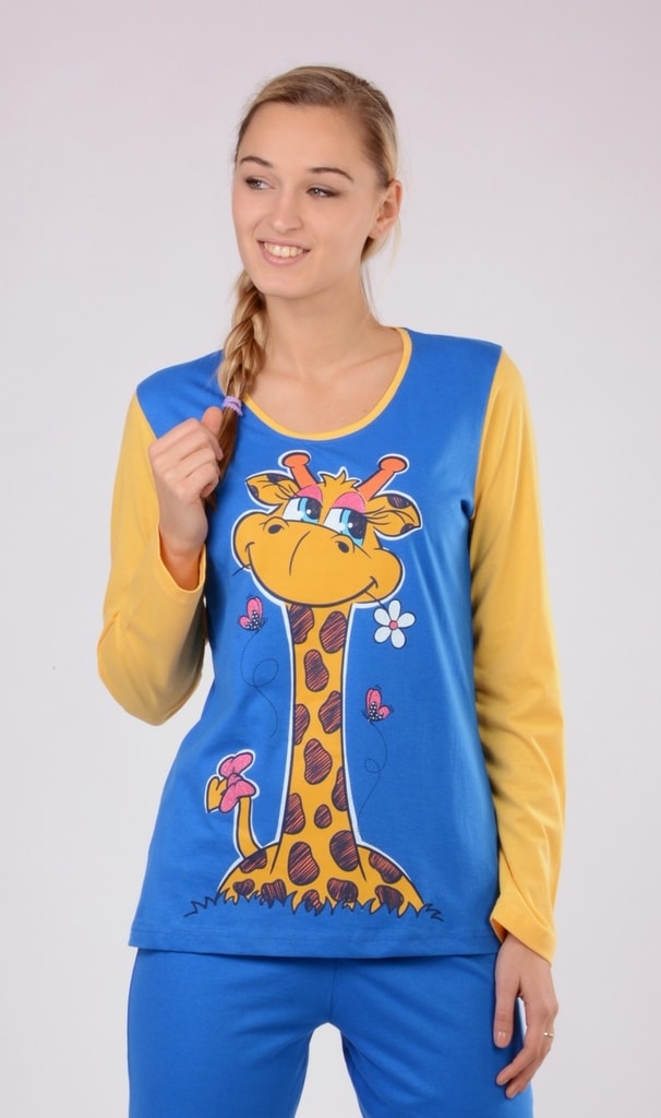Dámské pyžamo dlouhé Velká žirafa - modrá | Vienetta | dlouhá pyžama |  Dámská pyžama, Dámské | Perfektní Prádlo.cz | Pohodlné noční prádlo, župany  a spodní prádlo pro Váš perfektní den!
