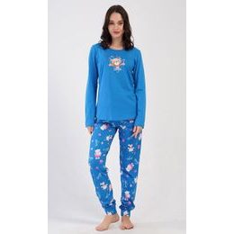 Dámské pyžamo dlouhé Méďa I love you - modrá