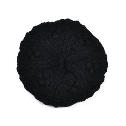 Módní pletený černý baret