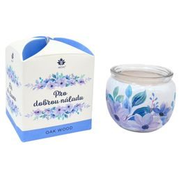 ARÔME Svíčka 90 g, ve skle a flower boxu, Pro dobrou náladu, Oak Wood
