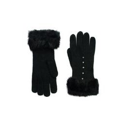 Vlněné rukavičky s kožíškem černé