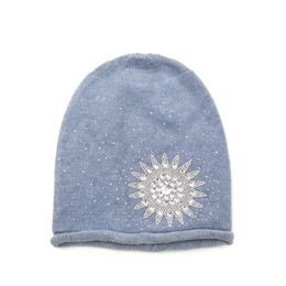 Čepice beanie Diamantová rozeta modrá