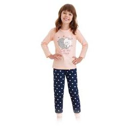 Dívčí pyžamo Elza meruňkové s kočkami
