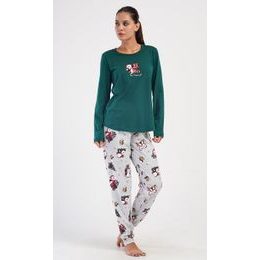 Dámské pyžamo dlouhé Tučňák s dárkem - tmavě zelená
