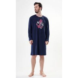 Pánská noční košile s dlouhým rukávem Kotva - tmavě modrá