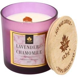 ARÔME Svíčka 400 g s dřevěným knotem a víčkem, Lavender and Chamomille