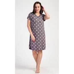 Dámská noční košile s krátkým rukávem Puntík - tmavě šedá