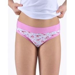 Dívčí kalhotky klasické dívčí, úzký bok, šité, s potiskem - orchidej cukrová