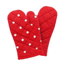 Kuchyňská chňapka s magnetem 18*32 cm, Červená s bílými puntíky