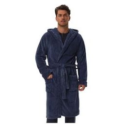 Hřejivý pánský župan Hood modrý s výšivkou