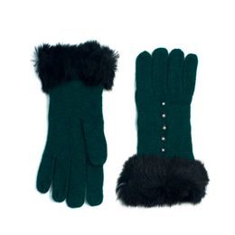 Vlněné rukavičky s kožíškem zelené
