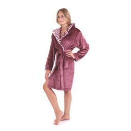 Dámský 3/4 župan s kapucí FLORA vínová