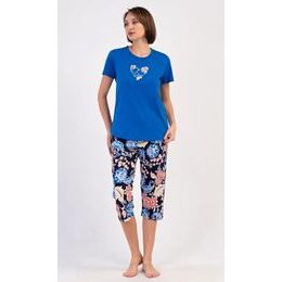 Dámské pyžamo kapri Květy - modrá
