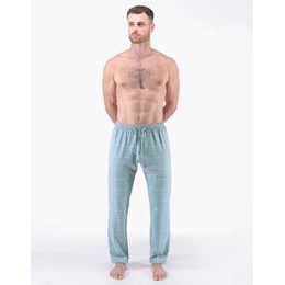 Pánské kalhoty dlouhé pyžamové pánské, šité, klasické, s potiskem Pyžama 2024 79183P - měsíc sv. šedá