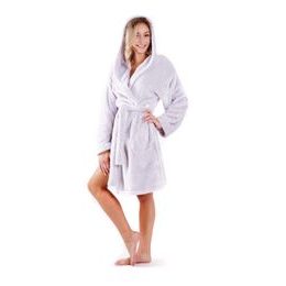 Dámský 3/4 hřejivý župan s kapucí LILLY EXTRA světle šedá