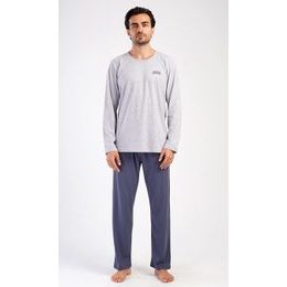 Pánské pyžamo dlouhé World around - šedá