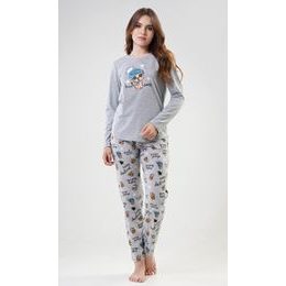 Dámské pyžamo dlouhé Tygřík - šedá