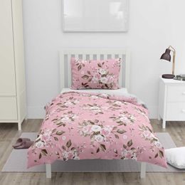 Povlečení 140x200 + 70x90 cm, dva designy, růžová růže+šedý puntík