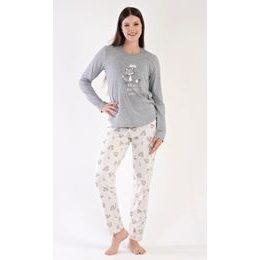 Dámské pyžamo dlouhé Forest party - šedá