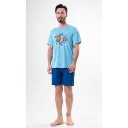 Pánské pyžamo šortky Boss - světle tyrkysová