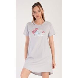 Dámská noční košile s krátkým rukávem Cassie - světle šedá