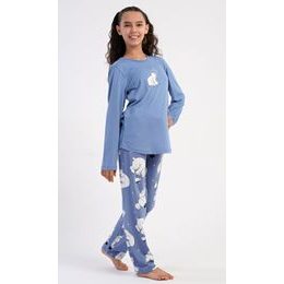 Dětské pyžamo dlouhé Méďa a tučňák - modrošedá