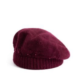 Teplý angorský baret - burgundský