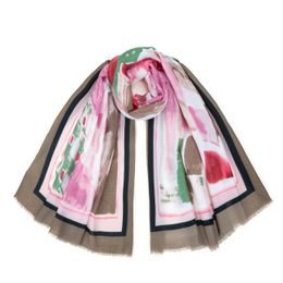 Abstraktní šátek - tmavobéžová