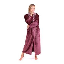 Dámský dlouhý župan se šálovým límcem FLORA vínová