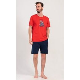 Pánské pyžamo šortky Motorkář - červená