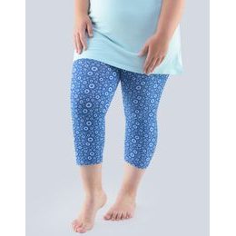 Dámské kalhoty 3/4 pyžamové dámské, 3/4 kalhoty, šité, bokové, s potiskem 19804P - lékořice aqua