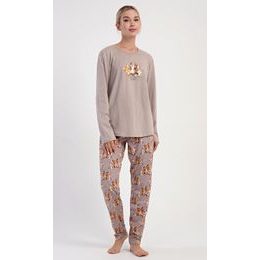 Dámské pyžamo dlouhé Olivia - bílá káva