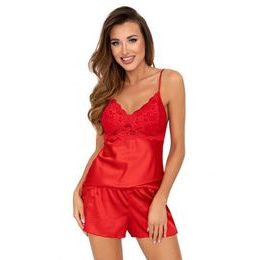 Luxusní saténové pyžamo Colette červené