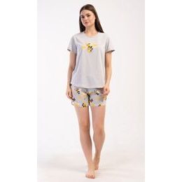 Dámské pyžamo šortky Včelky - šedá