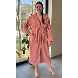 Dámský župan dlouhý s kapucí Broskev - lososová