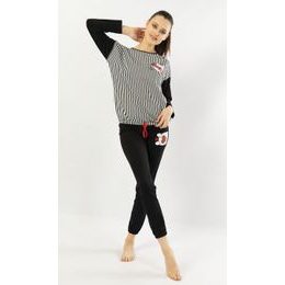 Dámské pyžamo dlouhé Kiss me - černá