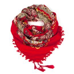 Folkový šátek s květy červený