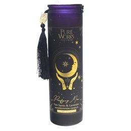 Organická svíce 300 g v barevné vysoké sklenici se střapcem, Palo Santo&Lavender
