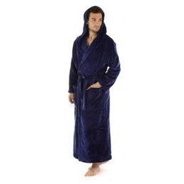 Unisex dlouhý hřejivý župan s kapucí SIENA tmavě modrá
