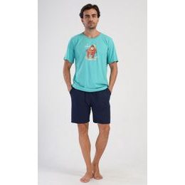 Pánské pyžamo šortky Relax - tyrkysová