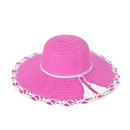 Letní klobouk se zdobeným lemem růžový